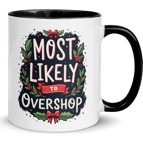 Tasse De Noël - Céramique - 11 Oz - Intérieur Couleur - Bord Et Poignée Colorés - Pour Café Ou Thé - 1 Pièce (1/3)