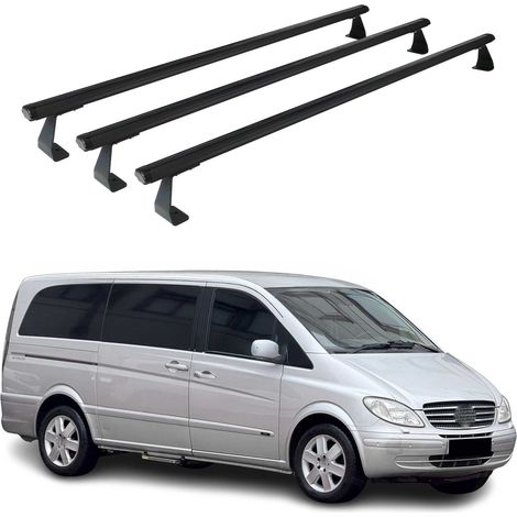 OMAC Heavy Duty Dachträger Querträger kompatibel mit Mercedes Vito W639 2003-2014 – 3 Stangen – Aluminium Schwarz (1/5)
