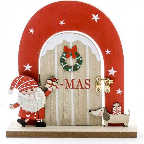 Porta decorativa in legno con babbo per decorazioni natalizie -Modello 2