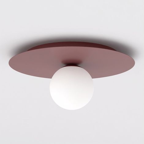 Lampada da soffitto SOLAR bordeaux con diffusore in vetro opalino