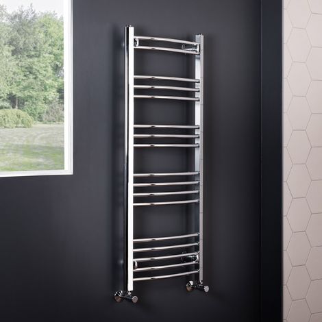 WarmeHaus Curved Chrome Heated Towel Rail 1200x495mm