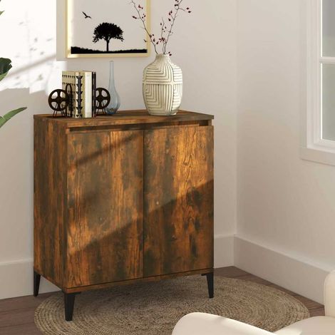 Aparador madera contrachapada color roble ahumado 60x35x70 cm (1/4)