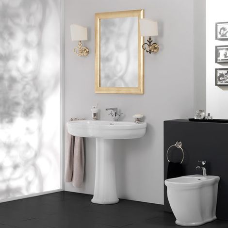 Lavabo TIME d'Appoggio 75x35xh15 cm dalla Forma Tondeggiante - Ceramica Bianco (1/5)