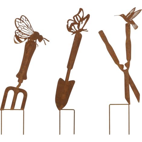 Mica Decorations Gartenstecker Gartenwerkzeuge Eisen 46 x 14 x 0,5 cm rost Gartenstecker