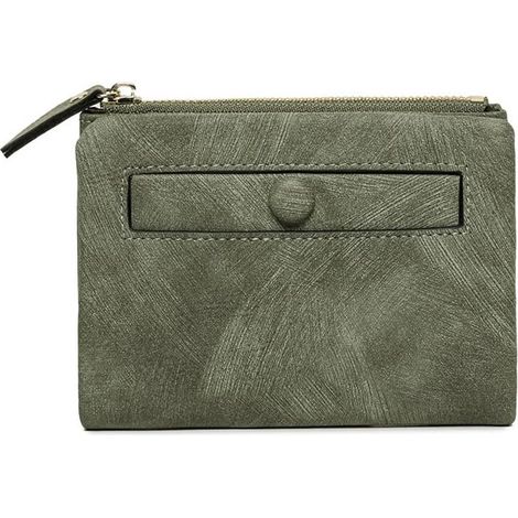 Portefeuille femme en cuir à deux volets fin et compact (vert)