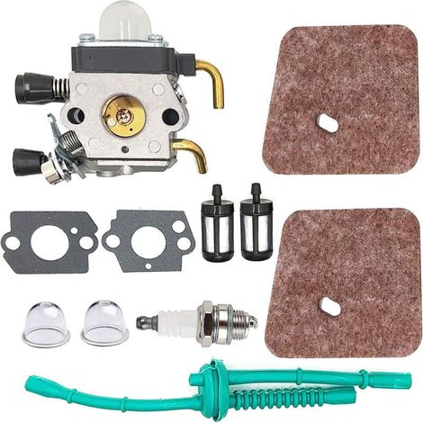 Carburador compatible con STIHL FS38/FS45/FS46/FS55/KM55 – Modelo C1Q-S97 con kit completo (filtro de aire + mangueras de combustible)