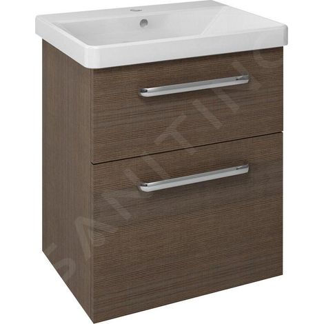 Meuble sous-vasque 2 tiroirs THEIA 56,4x70x44,2cm, pin rustique (1/5)