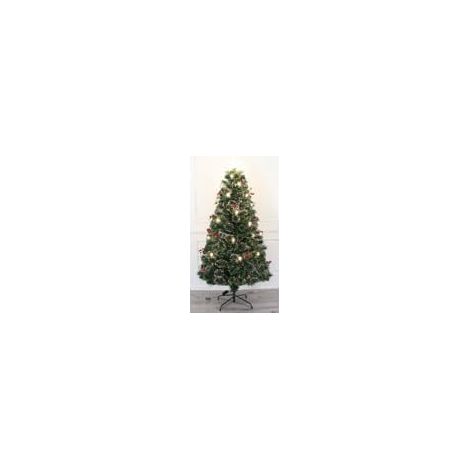 COSTWAY Albero di Natale con Luci e Fibra Ottica 150/180 cm, Albero di Natale Artificiale Innevato (150 CM)