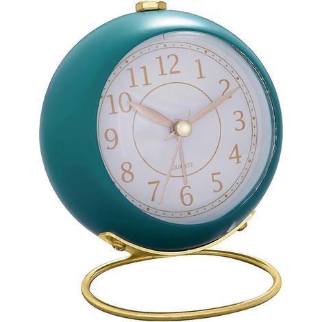 Petite horloge de bureau, réveil de bureau classique à tic-tac, rétroéclairé, alimenté par piles, bleu. (1/5)