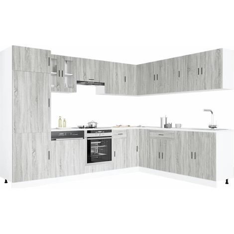 14-tlg. Küchenschrank-Set Porto Grau Sonoma Holzwerkstoff