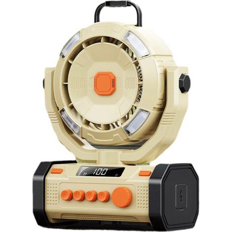 Ventilateur Camping 100 Vitesses – LED – Anti-Moustiques – Minuterie – Batterie Externe – Complet – Rechargeable (1/5)