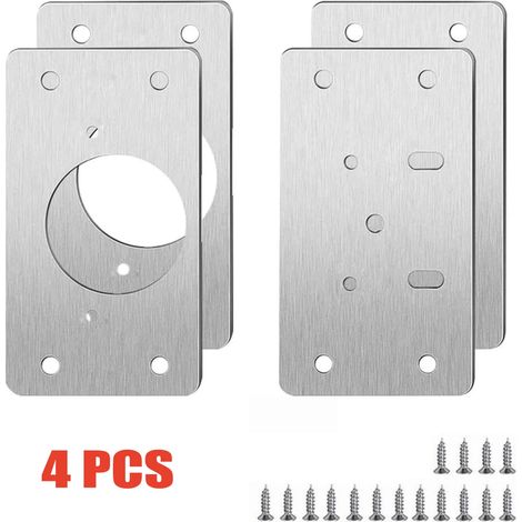 Kit de réparation de charnières de porte (4 pièces - 2 paires) en acier inoxydable avec trous, pour meubles de cuisine. (1/5)
