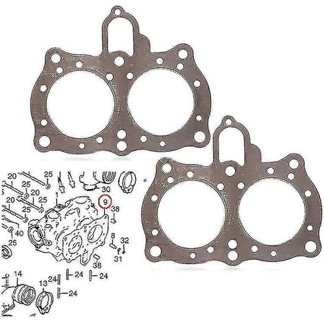 Joint de culasse (2 pièces) pour moto Honda GL 1000 GL1000 Gold Wing 1975-1979 12251-371-306- (1/5)