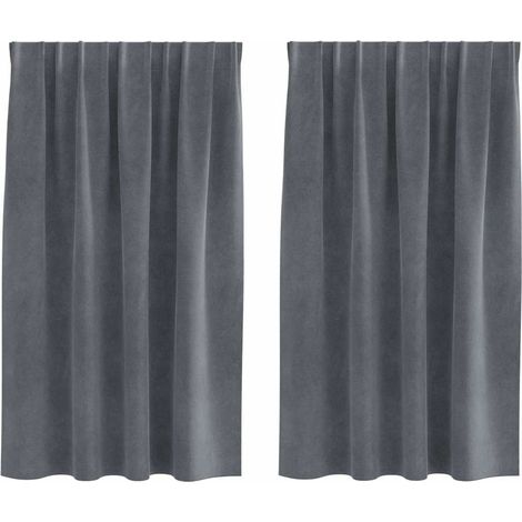 Tende con tende 2 pcs Grigio chiaro 140 x 140 cm Velluto vidaXL