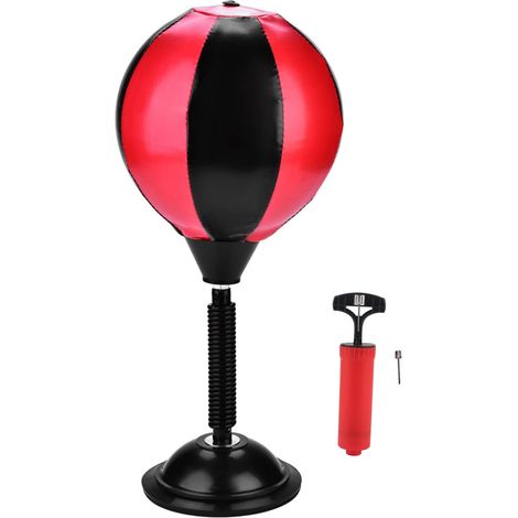 Poire de Vitesse Boxe, Sac de Boxe Bureau en Acier Inoxydable avec Ressort détachable, Surface PU protectrice pour Bureau, Maison, Antistress et entraînement (1/5)