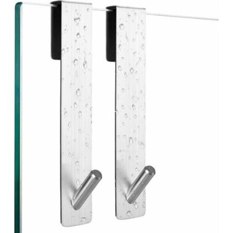 Crochets de douche, lot de 2 crochets, pour parois de douche, sans perçage, avec protection en mousse, crochets porte-serviettes en inox (1/5)