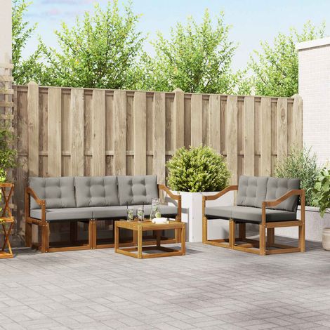 vidaXL  Outdoor Sofa Set  with Cushion 6 pcs Natural and Light Grey