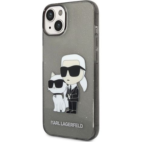Karl Lagerfeld IML Glitter NFT Karl & Choupette - iPhone 14 Plus Hülle (Schwarz) (1/5)