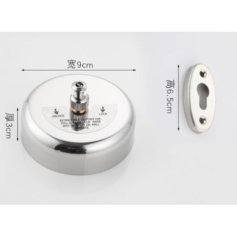 Einziehbare Wäscheleine - An der Wand montierte Wäscheleine, abnehmbarer Wäscheständer für die Wäscheleine im Hotelbadezimmer, 3 Meter (Silber) (1/5)