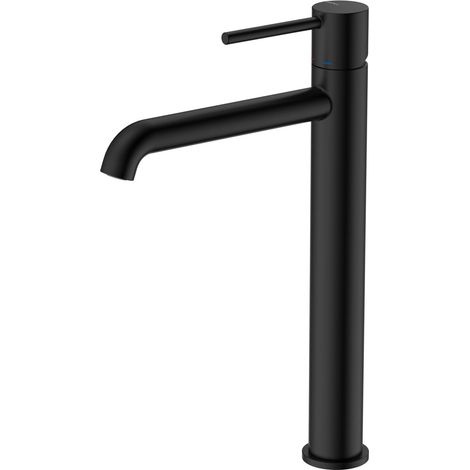 Robinet de lavabo sur pied - Noir mat - Laiton - Contrôle de température pratique - Installation sur comptoir