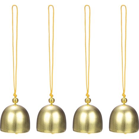 Lot de 20 pièces - Fermoirs - Horloges murales - Mini cloche - Cloche dorée - Cloches en laiton avec cordon - Cloches décoratives pour carillons, porte-clés DIY - Corde jaune (1/5)