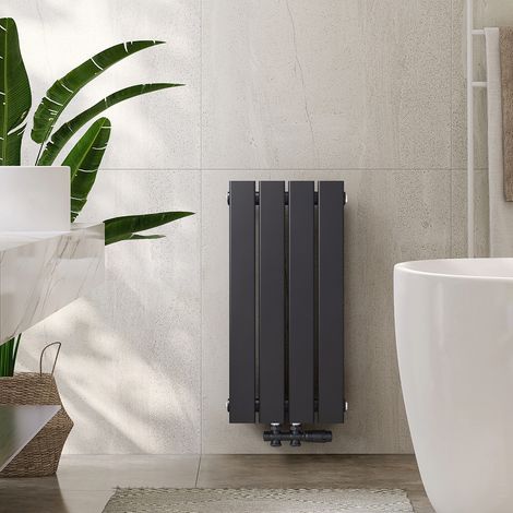 EMKE Radiateur eau chaude en acier, 60x30cm, Tube plat horizontal monocouche Anthracite 233W