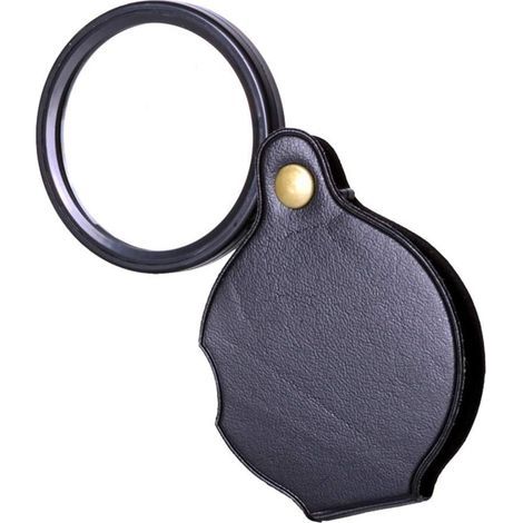 Faltbare Leselupe mit 3,5-facher Vergrößerung, inklusive Lederetui und Trageschlaufe, Vergrößerungsglas für Sehbehinderte und Senioren (Farbe: Schwarz) – Fei Yu (1/5)
