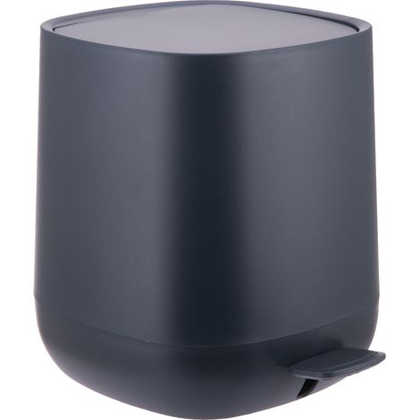 Relaxdays Papelera de baño, 5 l, cierre suave, acabado mate, cubeta interior extraíble, pedal, gris oscuro