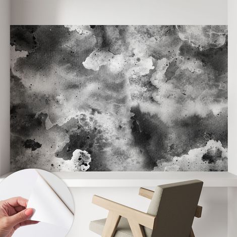 Papier peint autocollant avec imprimé pour cuisine facile à appliquer pour mur a motif Nuages gris 104x70 cm (1/5)