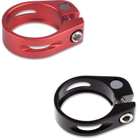 2 Piece Aluminium Alloy Bicycle Saddle Clamp Clamp Tube Seat Attachment fo MTB Seatpost (Black, ed, 34.9 mm)