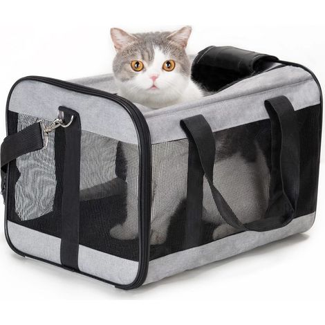 Sac de transport souple pour chat et chien (44,5 x 28 x 28 cm), idéal pour les animaux jusqu'à 7 kg. Convient également aux chiots et peut servir de sac de voyage. (1/4)