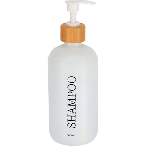 Distributore di shampoo in vetro di bambù da 500 ml - bianco opaco - Tendance