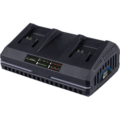 Scheppach Chargeur Double IXES 20V - SDBC4.5A - 4,5A - Li-ion - 230-240V/50Hz - Longue durée de vie - Voyant de charge - Rechargement rapide