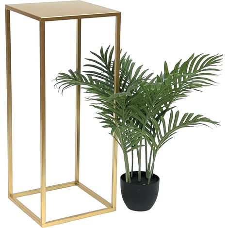 DanDiBo Blumenhocker Metall Gold Eckig 70 cm Blumenständer Beistelltisch 96506 L Blumensäule Modern Pflanzenständer Pflanzenhocker
