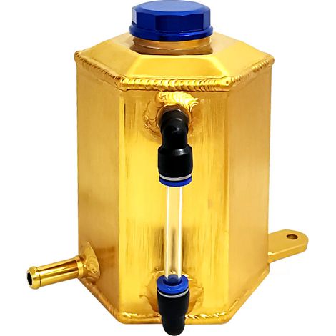 Réservoir d'eau universel en aluminium de 1 L, vase d'expansion pour liquide de refroidissement, réservoir de récupération d'eau pour moteur de voiture, forme carrée.