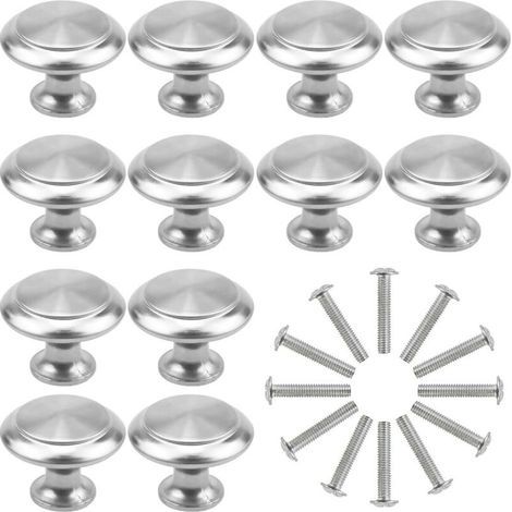 12PCS Silver Drawer Door Handle, 30mm Furniture Knob, Single Hole Round Drawer Knobs, Door Knobs, Furniture Handles for Cupboard, Wardrobe, Kitchen, Children's Room (1/5)