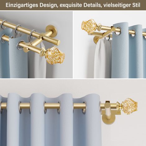 Tringle à rideau blanche à embouts ronds effet bois, réglable de 80 à 460 cm (1/5)