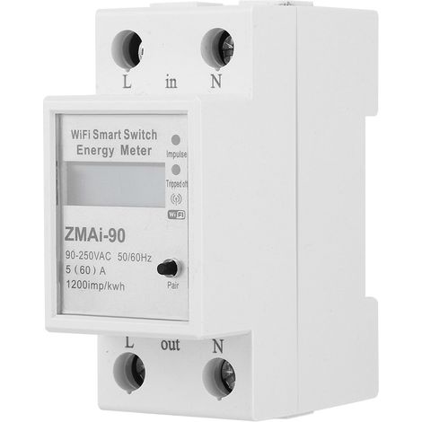 Compteur d'énergie numérique LCD à distance Wi-Fi ZMAi-90, monophasé 90-250 V 60 A (1/5)