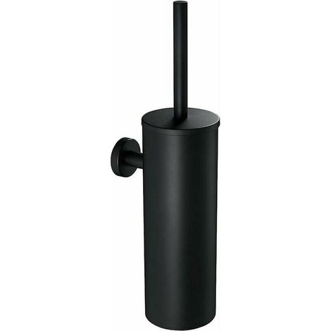 Escobilla de baño de pared negra con soporte, escobilla de baño de acero inoxidable 304 con mango largo, escobilla de baño con soporte, cepillo antibacteriano (1/5)