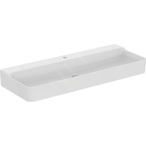 Conca lavabo, 1 hl., sans trop-plein, 1200x450x145 mm, blanc (1/5)