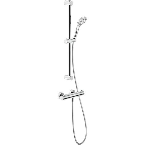 Nobili – Colonne de douche thermostatique murale – Finition chromée – Pomme haute 97mm – 3 jets – Flexible 150cm – Blocage sécurité 38°C
