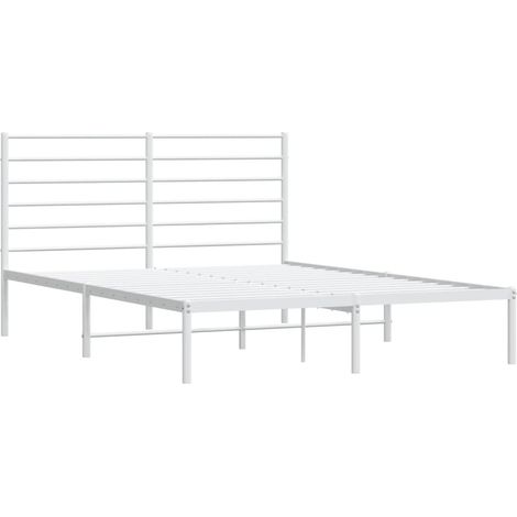 vidaXL Cadre de lit métal sans matelas et tête de lit blanc 160x200 cm (1/5)