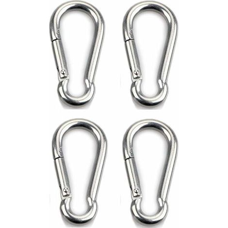 Moschettone di sicurezza Ulisem a 4 pezzi per impieghi gravosi, ideale per sport, sicurezza dei cani e amache, in acciaio inox 304, spessore 8 mm. (1/3)