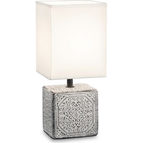 Lampade Da Scrivania Shabby Chic - Provenzale Kali'-1 Metallo Bianco 1 Luce E14 (1/3)