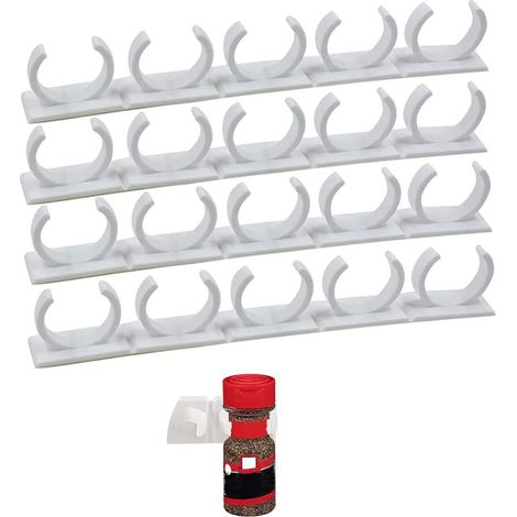 Épices de cuisine organisateur d'épices mural pots à étagère gadgets original murale pour armoires, Blanc, 4 tiras- 20 soportes (1/5)