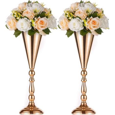 2-teiliges Hochzeitsvasen-Set aus Metall (2x L, Gold) (1/5)