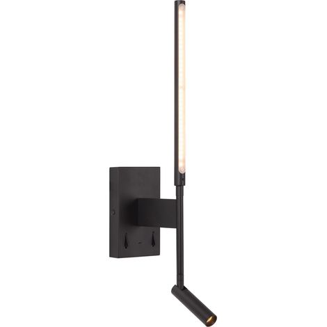 Lampe murale de conception Finan avec lampe de lecture et point de charge USB noirs - 68210/09/30 (1/2)