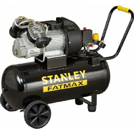 Compresor de aire lubricado Stanley FatMax DV2 400/10/50, 50 litros, 3 HP, 10 bar, 356 l/min, negro, ideal para herramientas neumáticas