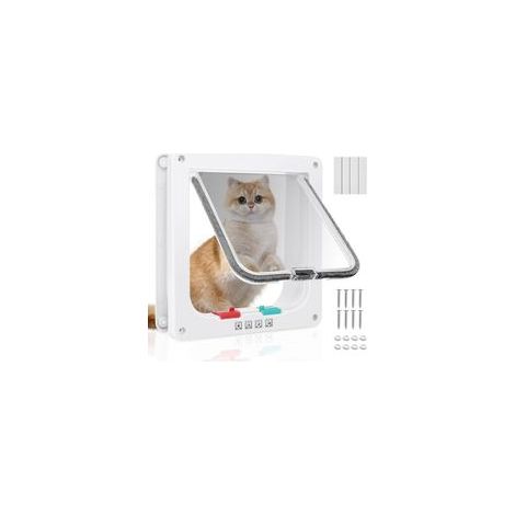 (L) Chatière pour Chats,Verrouillage à 4 Voies Chatière 25 × 23.5cm pour Chats et Petits Chiens de circonférence 65cm,Chatiere pour Chat Isolante