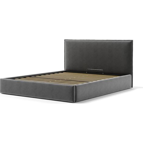 letto matrimoniale contenitore "zoom" in tessuto grigio 160x190 cm (1/4)